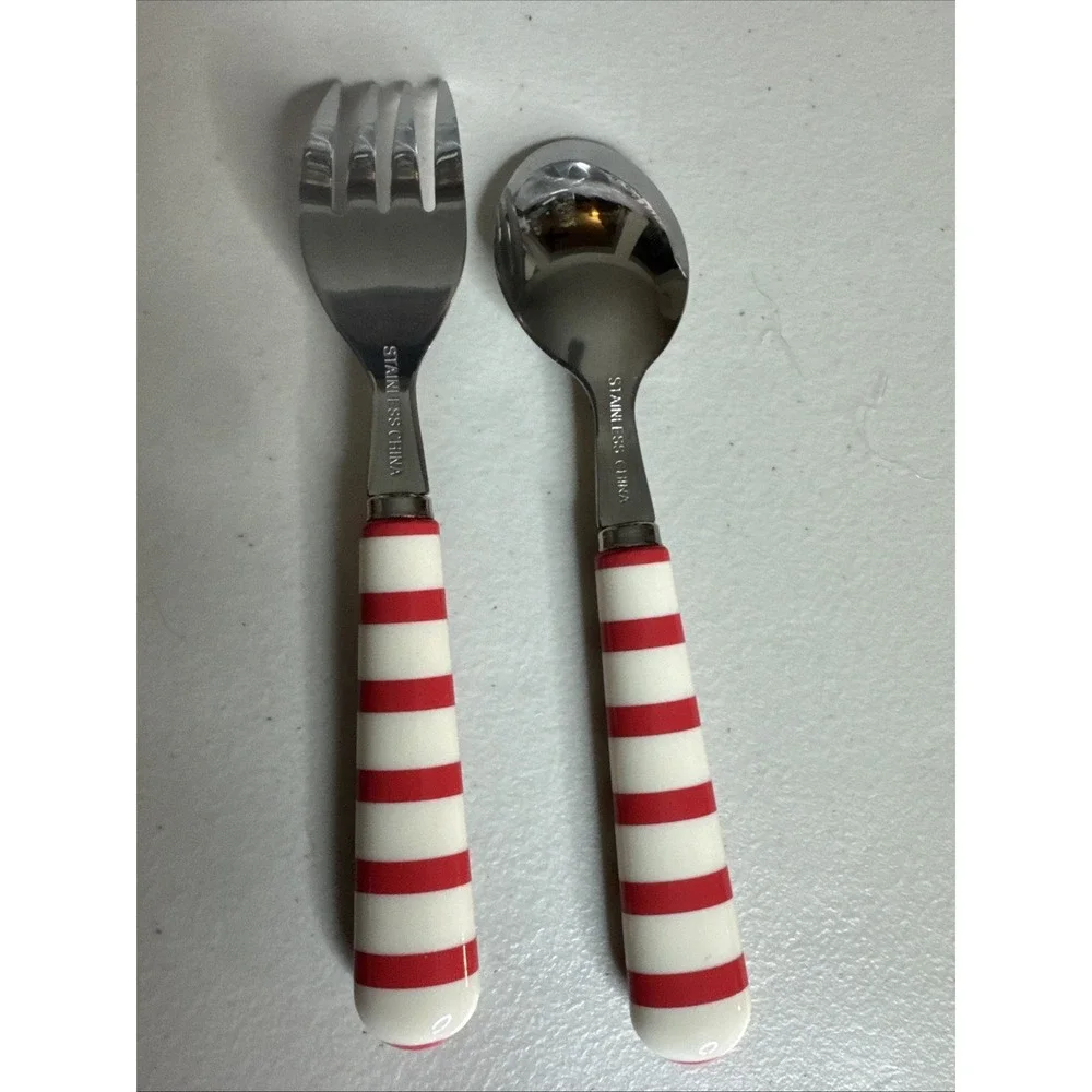 Disney Pottery Barn Christmas Candy Cane Utensil holiday Seuss party Fork Spoon